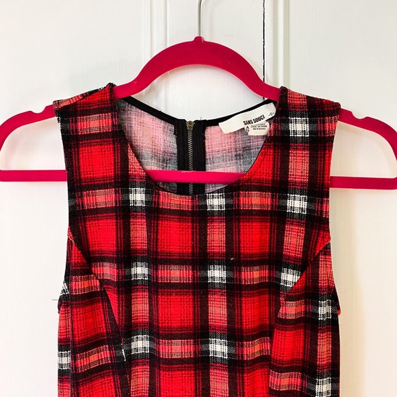 red plaid sleeveless midi dress - Picture 3 of 12